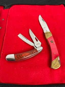 3x Frost Cutlery Folding Pocket Knives incl. Whitetail Cutlery Colab, "CockFighter", & August Buck