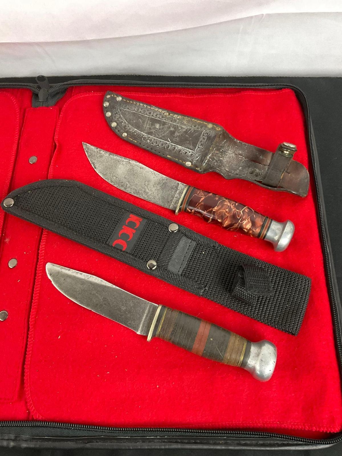 2x Henry Sears & Sons Fixed Blade Knives w/ Sheathes - See pics