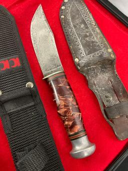 2x Henry Sears & Sons Fixed Blade Knives w/ Sheathes - See pics