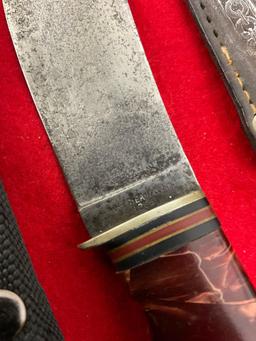 2x Henry Sears & Sons Fixed Blade Knives w/ Sheathes - See pics