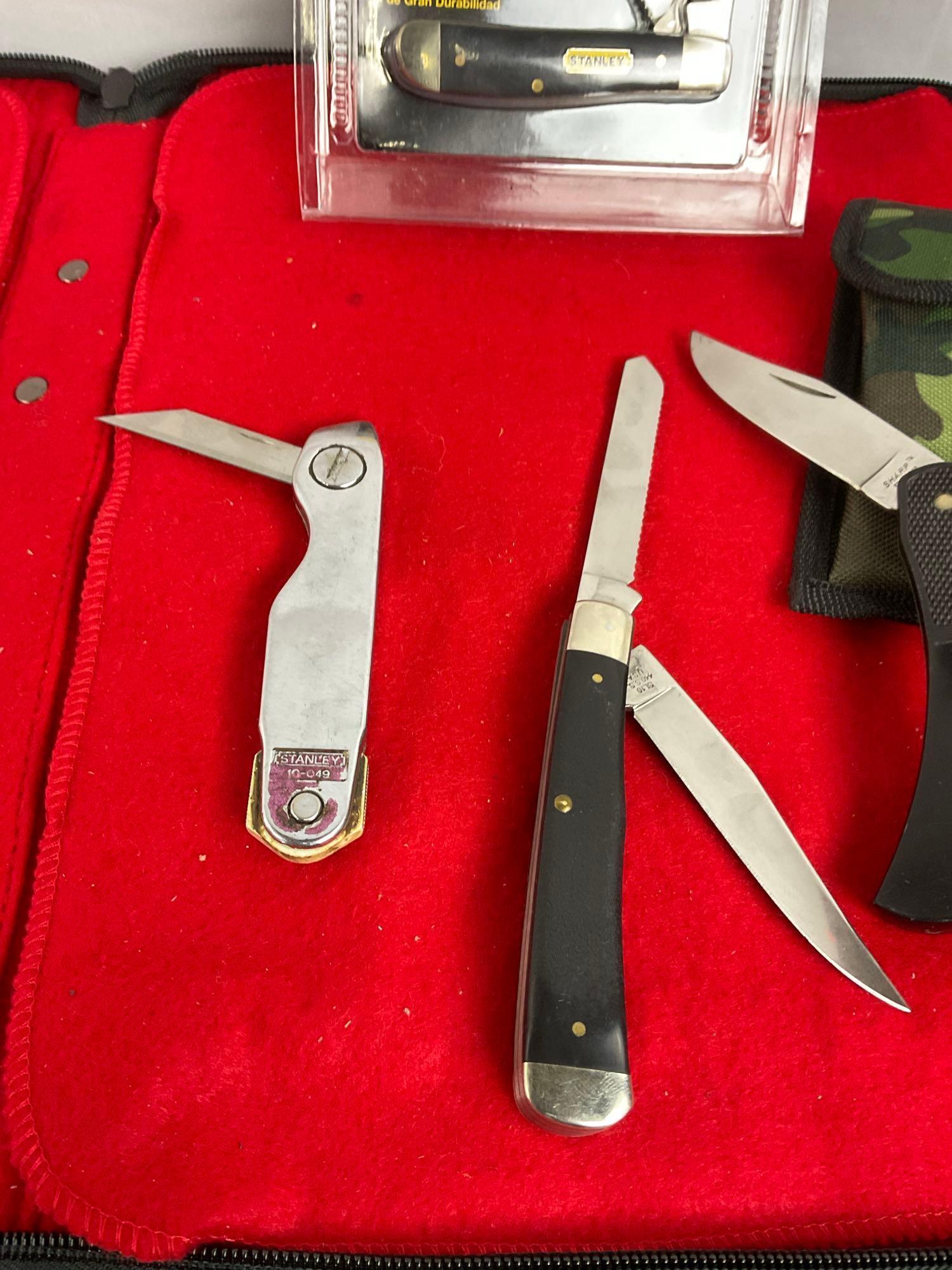 Collection of 3 Stanley Folding Pocket Knives & 1 Sharp Knife - 2x Max Edge Dual Blade Knives