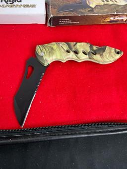 3x Rigid Tough Gear Folding Pocket Knives & Forest Hunter Camo Folding Knife w/ Black Blade