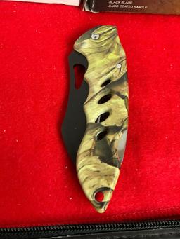 3x Rigid Tough Gear Folding Pocket Knives & Forest Hunter Camo Folding Knife w/ Black Blade