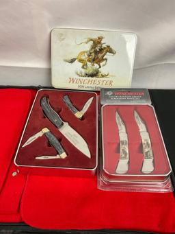 Winchester 2005 LE Pocket Knife Set & Winchester NIB LE Ersatz Scrimshaw Knife Set