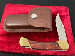 Schrade Folding Pocket Knife, model Uncle Henry LB7, w/ leather case & original box