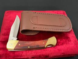 Schrade Folding Pocket Knife, model Uncle Henry LB7, w/ leather case & original box