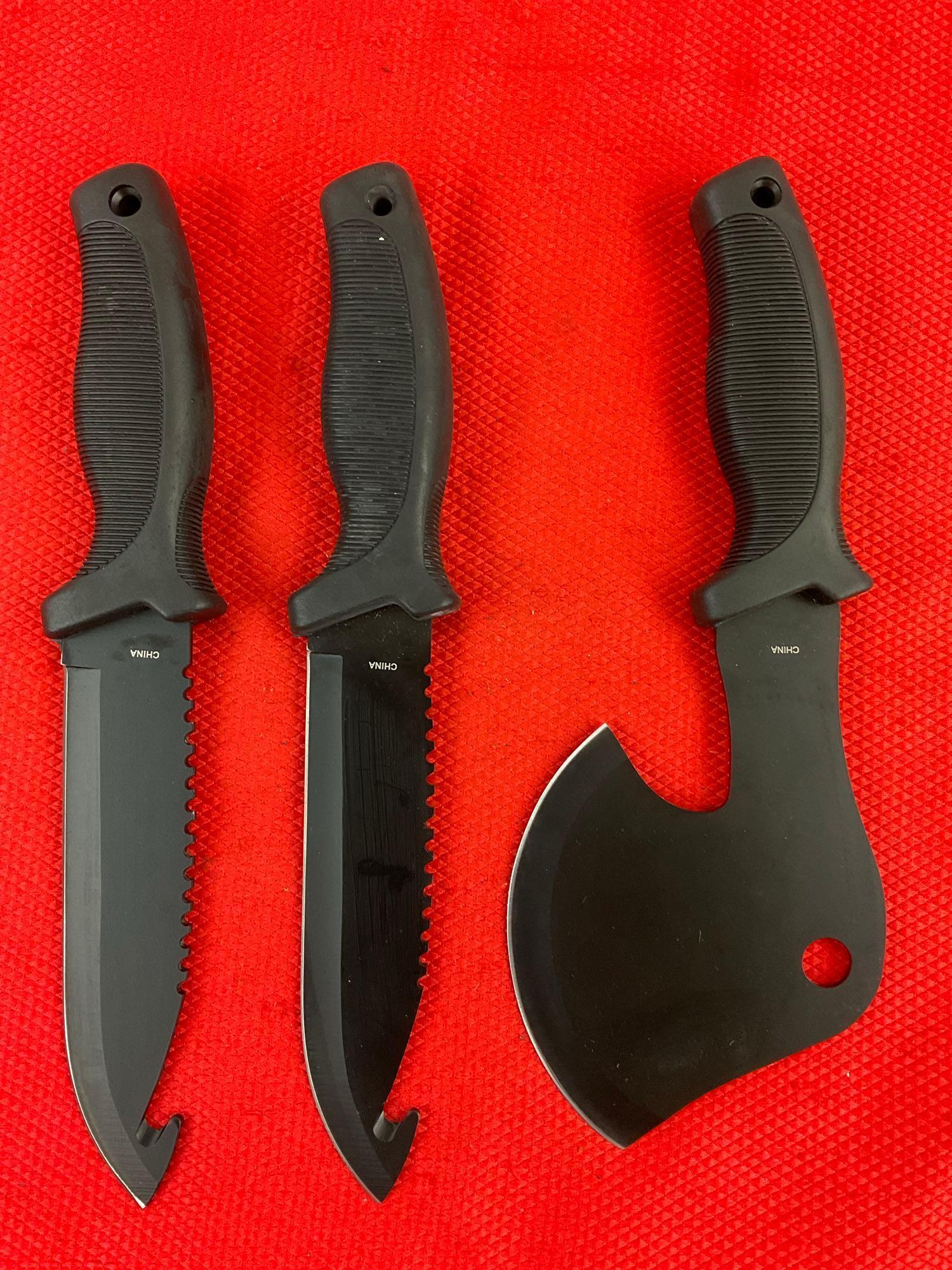 3 pcs WatchFire Camping Hand Tools. 1x Camper's Hatchet 210921 NIB. 2x Hunting Knife 210920. See