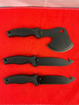 3 pcs WatchFire Camping Hand Tools. 1x Camper's Hatchet 210921 NIB. 2x Hunting Knife 210920. See