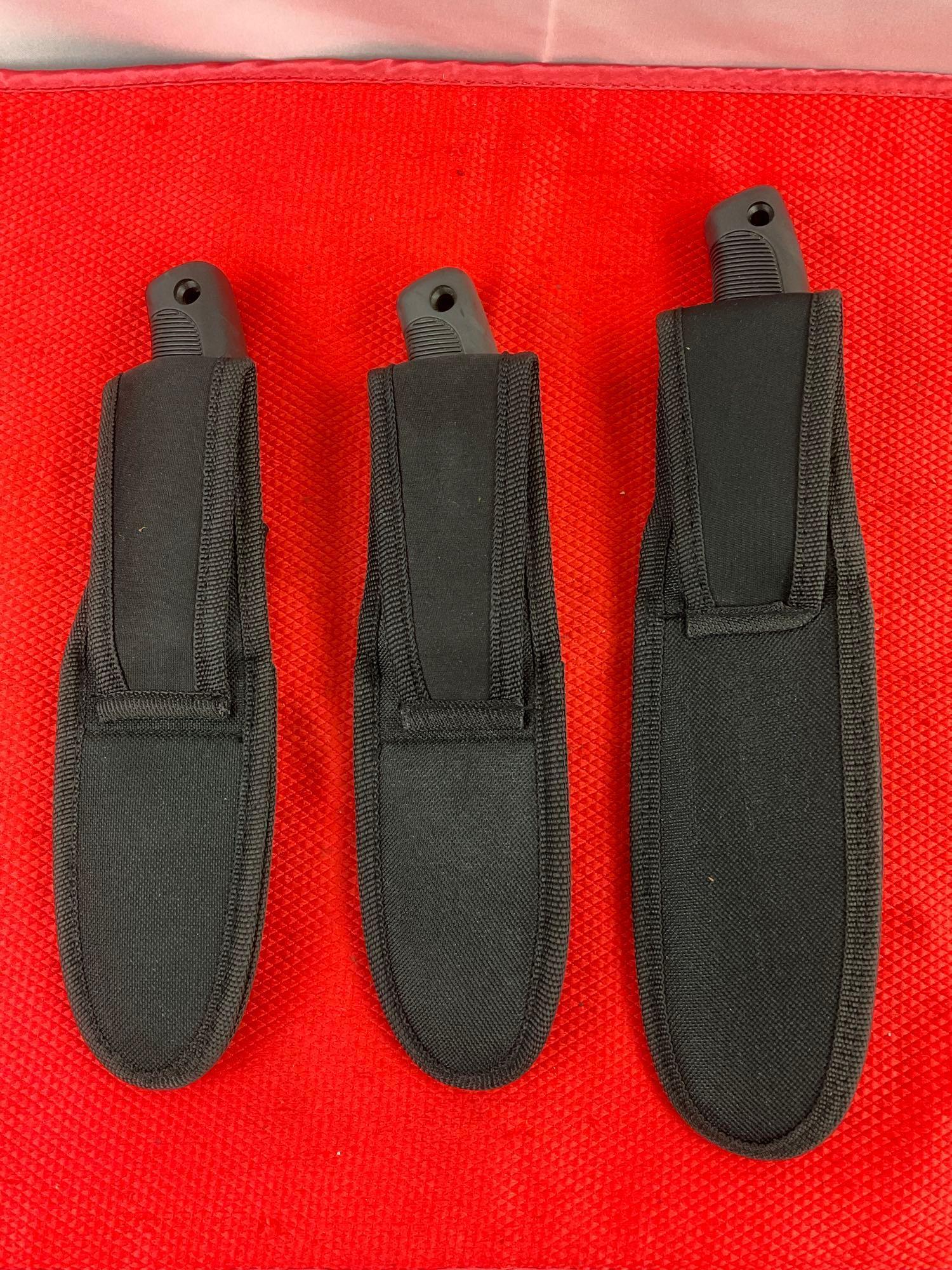 3 pcs WatchFire Steel Fixed Blade Hunting Knives w/ Sheathes. 2x 210922. 1x 210920. See pics.