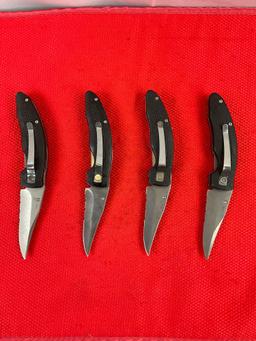 4 pcs Apache Cutlery Wildlife Series Folding Pocket Knives. TA455-BEAR, DEER, EAGLE, WOLF. NIB. See