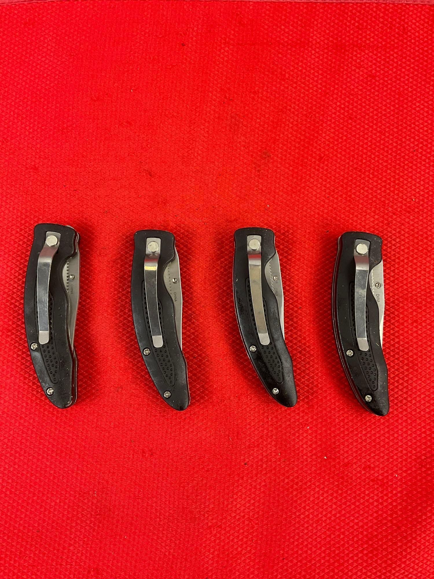 4 pcs Apache Cutlery Wildlife Series Folding Pocket Knives. TA455-BEAR, DEER, EAGLE, WOLF. NIB. See