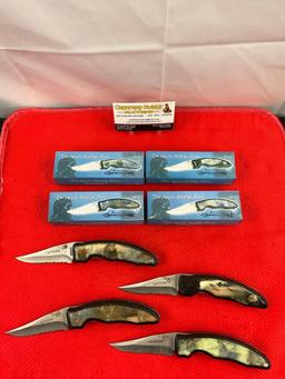 4 pcs Apache Cutlery Wildlife Series Folding Pocket Knives. TA455-BEAR, DEER, EAGLE, WOLF. NIB.