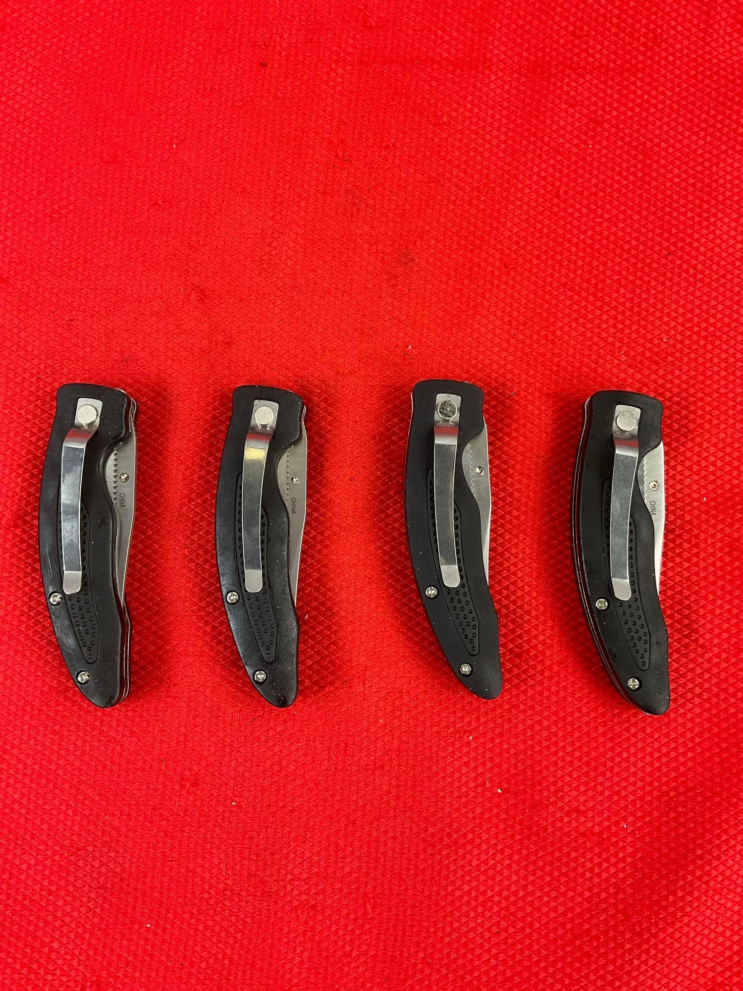 4 pcs Apache Cutlery Wildlife Series Folding Pocket Knives. TA455-BEAR, DEER, EAGLE, WOLF. NIB.