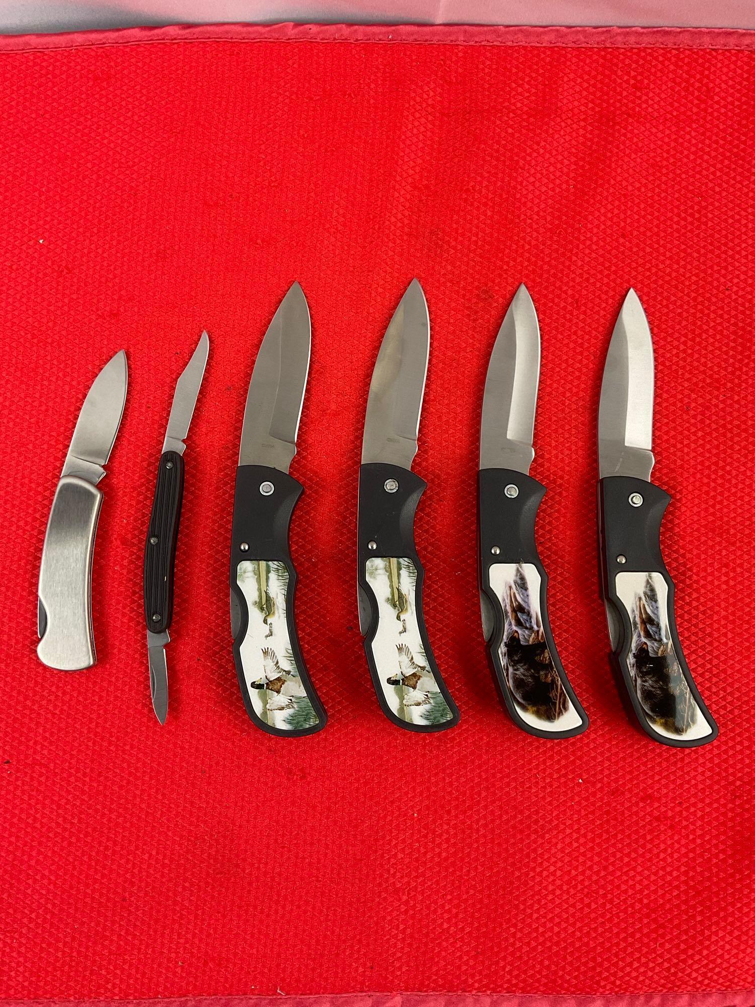 6 pcs Collectible Folding Blade Pocket Knives. 1x Super Knife, 1x Vintage Imperial Schrade. NIB. ...