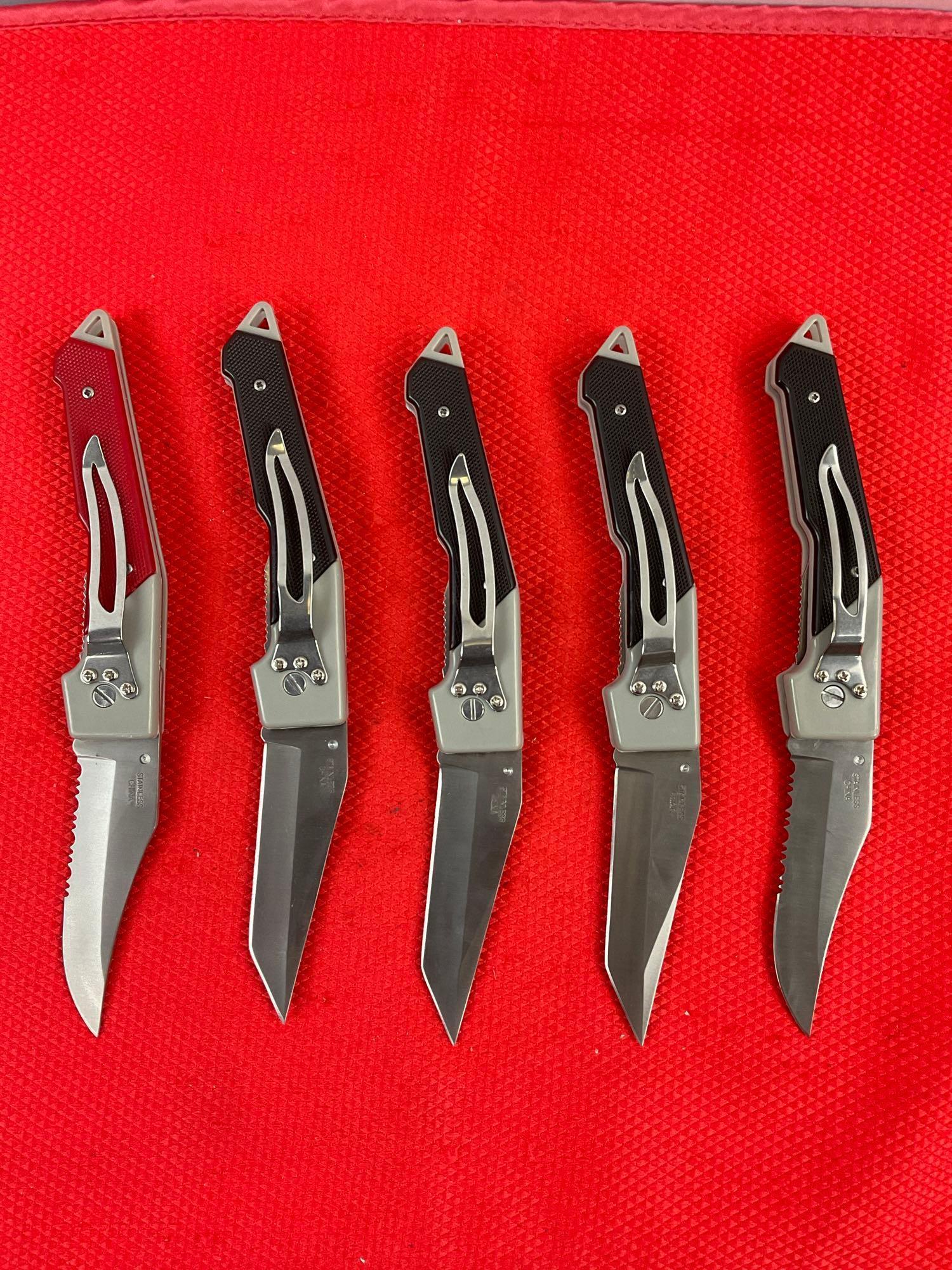 5 pcs Defender 3.25" Steel Folding Blade Tactical Pocket Knives Models 2827, 2831 & 2833. NIB. See