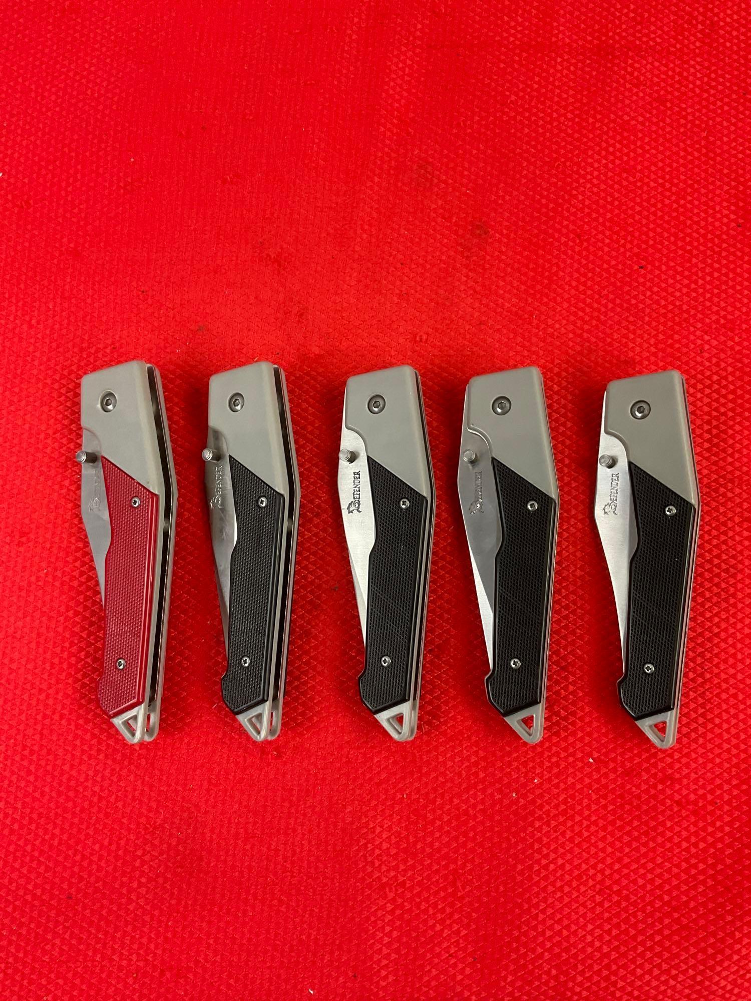 5 pcs Defender 3.25" Steel Folding Blade Tactical Pocket Knives Models 2827, 2831 & 2833. NIB. See