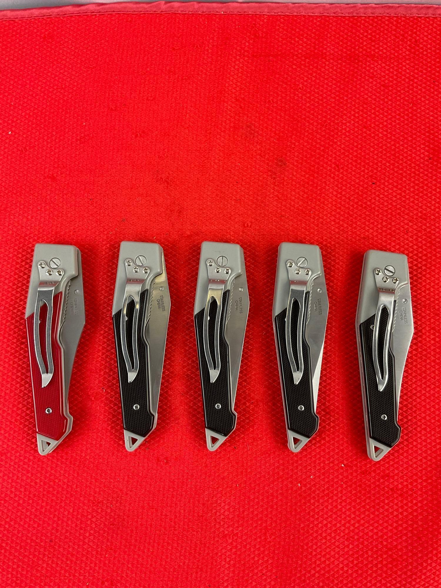 5 pcs Defender 3.25" Steel Folding Blade Tactical Pocket Knives Models 2827, 2831 & 2833. NIB. See