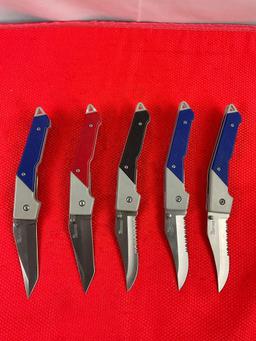 5 pcs Defender 3.25" Steel Folding Blade Pocket Knives Models 2828, 2829, 2831 & 2x 2832. NIB. See