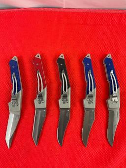 5 pcs Defender 3.25" Steel Folding Blade Pocket Knives Models 2828, 2829, 2831 & 2x 2832. NIB. See