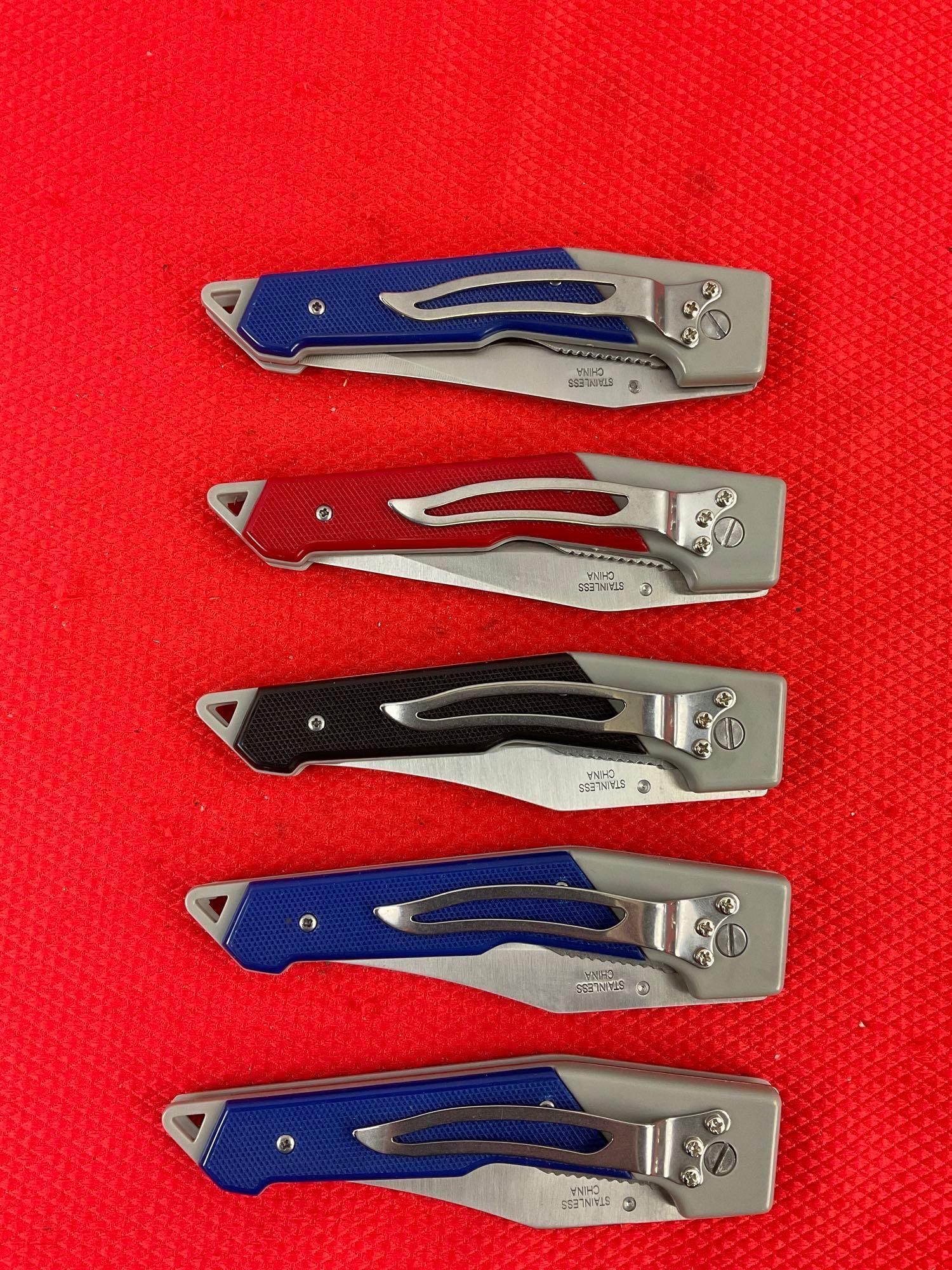 5 pcs Defender 3.25" Steel Folding Blade Pocket Knives Models 2828, 2829, 2831 & 2x 2832. NIB. See