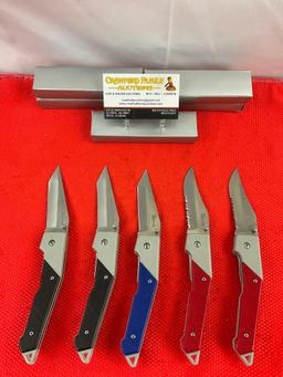5 pcs Defender 3.25" Steel Folding Blade Pocket Knives Models 2x 2827, 2828, & 2x 2833. NIB. See