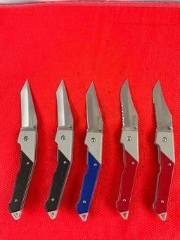 5 pcs Defender 3.25" Steel Folding Blade Pocket Knives Models 2x 2827, 2828, & 2x 2833. NIB. See