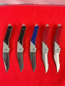 5 pcs Defender 3.25" Steel Folding Blade Pocket Knives Models 2x 2827, 2828, & 2x 2833. NIB. See