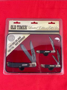 Schrade Cutlery Old Timer 2014 Limited Edition 3-Piece Knives in Tin Box Gift Set. NIB. See pics.