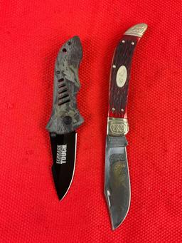 2 pcs Schrade Folding Blade Pocket Hunting Knives, Models ST5C & Ltd Ed 2008 SCLGRPB. NIB. See pi...