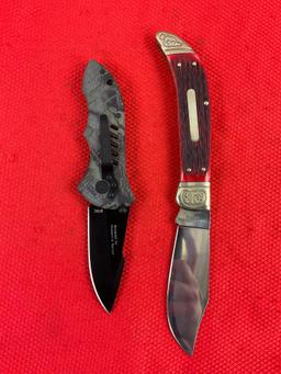 2 pcs Schrade Folding Blade Pocket Hunting Knives, Models ST5C & Ltd Ed 2008 SCLGRPB. NIB. See pi...