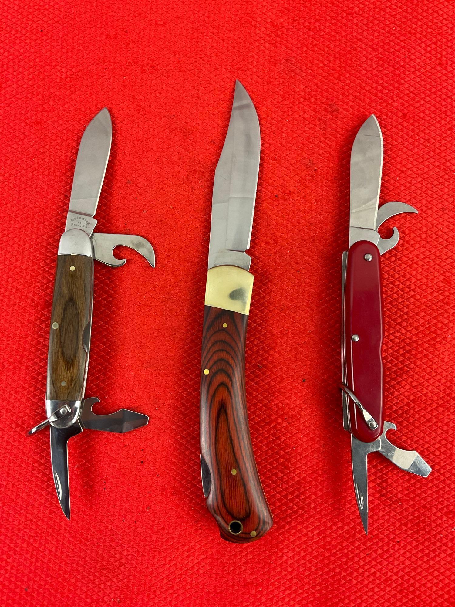 3 pcs Scout Ware Steel Folding Blade Pocket Knives. 2x Boy Scouts. Girl Scouts 100 Years. NIB. See