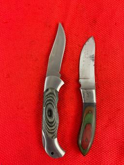 2 pcs Modern Steel Hunting Knives w/ Sheathes Assortment. 1x Rite Edge, 1x Unknown. See pics.