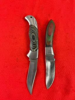 2 pcs Modern Steel Hunting Knives w/ Sheathes Assortment. 1x Rite Edge, 1x Unknown. See pics.