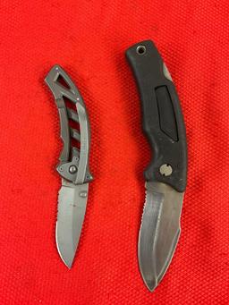 2 pcs Modern Steel Folding Blade Hunting Knives. 1x Buck 318, 1x Schrade+ 8ELK Jim Zumbo Edition.