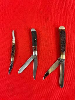 3 pcs Modern Winchester Collectible Steel 2-Blade Folding Pocket Knives, Years 2004 & 2007. See