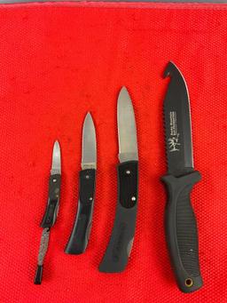 4 pcs Schrade Steel Hunting Knives Assortment Models SP1, SP3, SP7 & 1ELK. See pics.