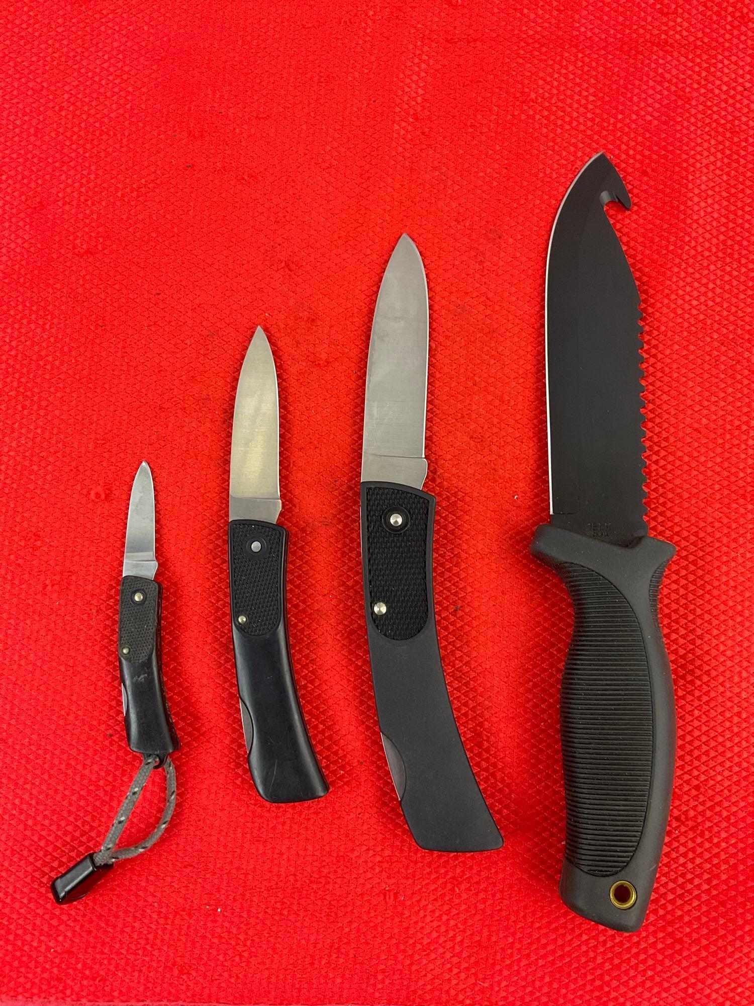 4 pcs Schrade Steel Hunting Knives Assortment Models SP1, SP3, SP7 & 1ELK. See pics.