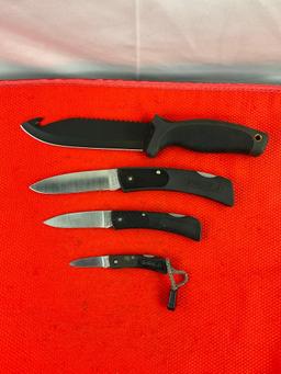 4 pcs Schrade Steel Hunting Knives Assortment Models SP1, SP3, SP7 & 1ELK. See pics.