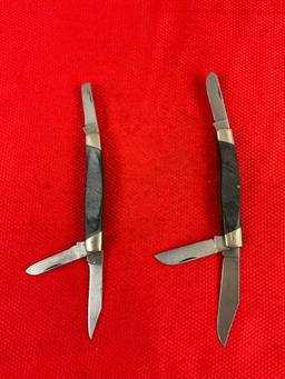 Pair of Vintage Buck Steel 2.5" Folding 3-Blade Stockman Pocket Knives Model 307. See pics.