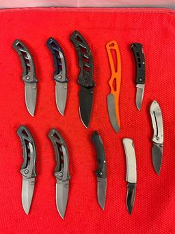 10 pcs Modern Buck Pocket Knife Assortment. Models 135, 283, 316, 318, 325, 425, 526. See pics.