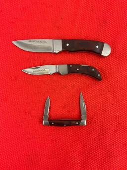 5 pcs Modern Winchester Knife Assortment. 3 Blade Gift Set in Tin. 2x Folding Stockman Knives NIB.