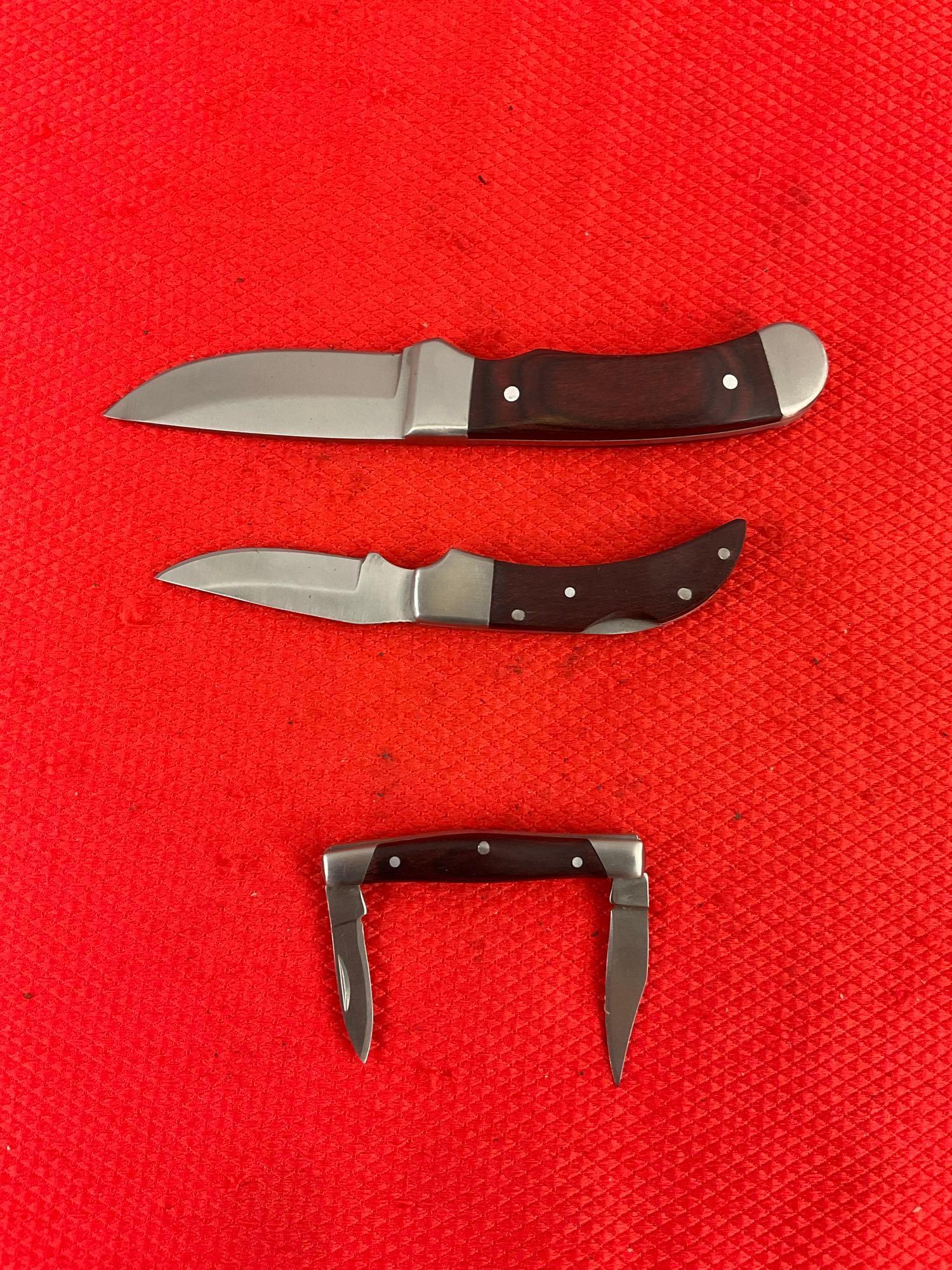 5 pcs Modern Winchester Knife Assortment. 3 Blade Gift Set in Tin. 2x Folding Stockman Knives NIB.