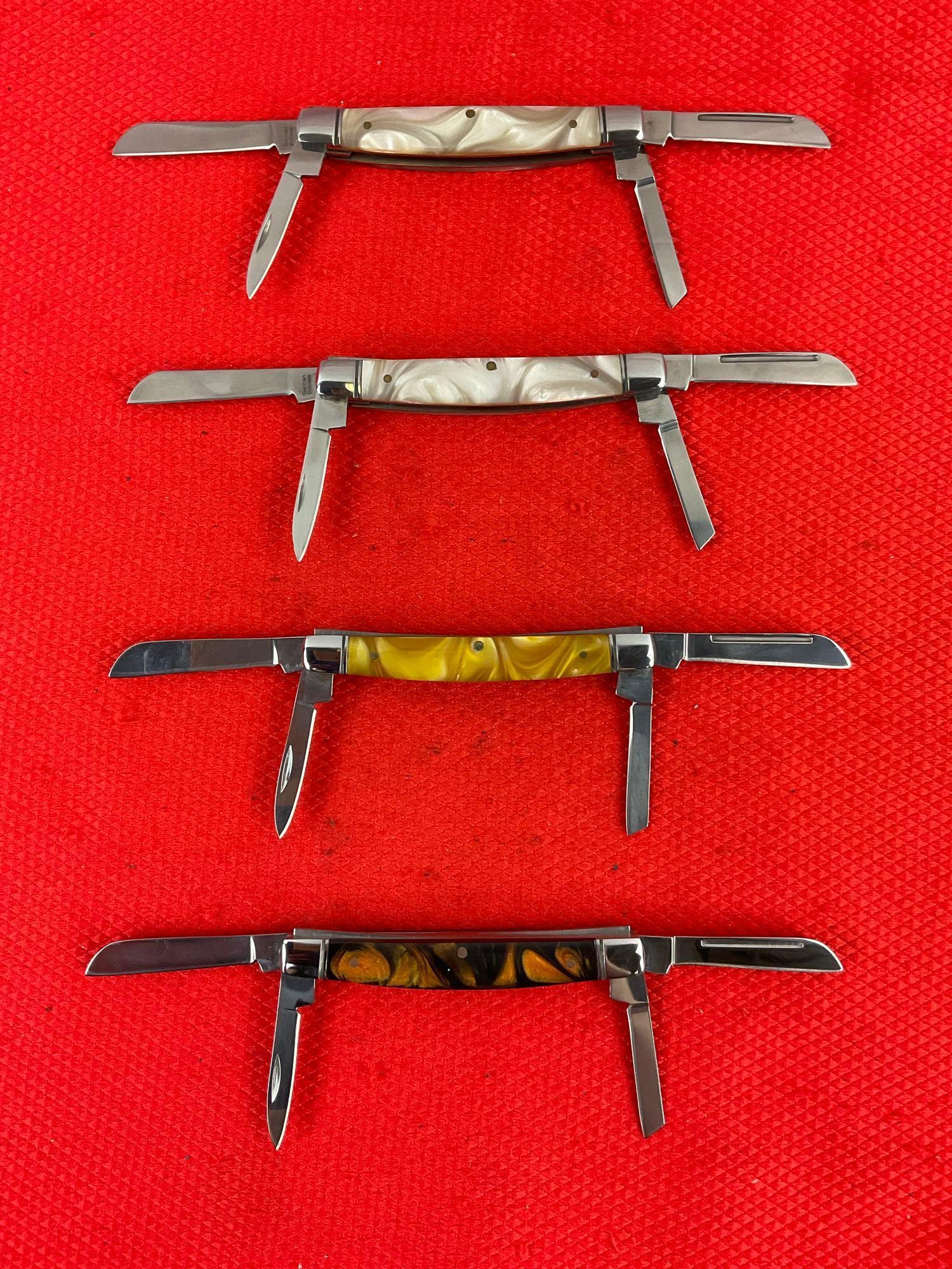 4 pcs King Cutter 1.75" German Stainless Steel Folding 4-Blade Pocket Knives w/ Resin Handles. NIB.