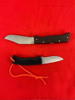 2 pcs Vintage Imperial Steel Hunting Knives w/ Sheathes. 1x Wildcat Skinner. 1x Imperial AP-12 NIB.