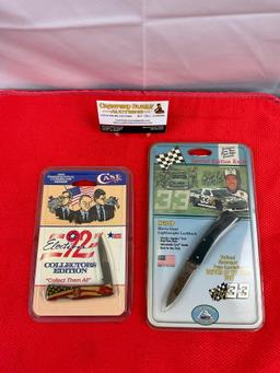 2 pcs Vintage Collectible Folding Knives, 1x Case 1992 Election Ed, 1x Schrade HG2CP. NIB. See pi...