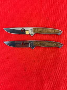 Pair of Elk Ridge 440 Stainless Steel 3" Fixed Blade Hunting Knives w/ Sheathes Model ER-048. See