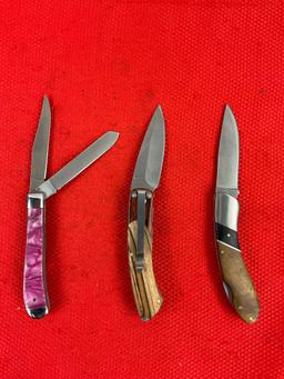 3 pcs Elk Ridge 440 Stainless Steel Folding Blade Pocket Knives Models ER-72D, ER-301. NIB. See