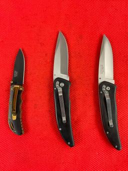 3 pcs Elk Ridge 440 Steel Folding Blade Pocket Knives Models ER-080D, ER-080W, ER-134. NIB. See