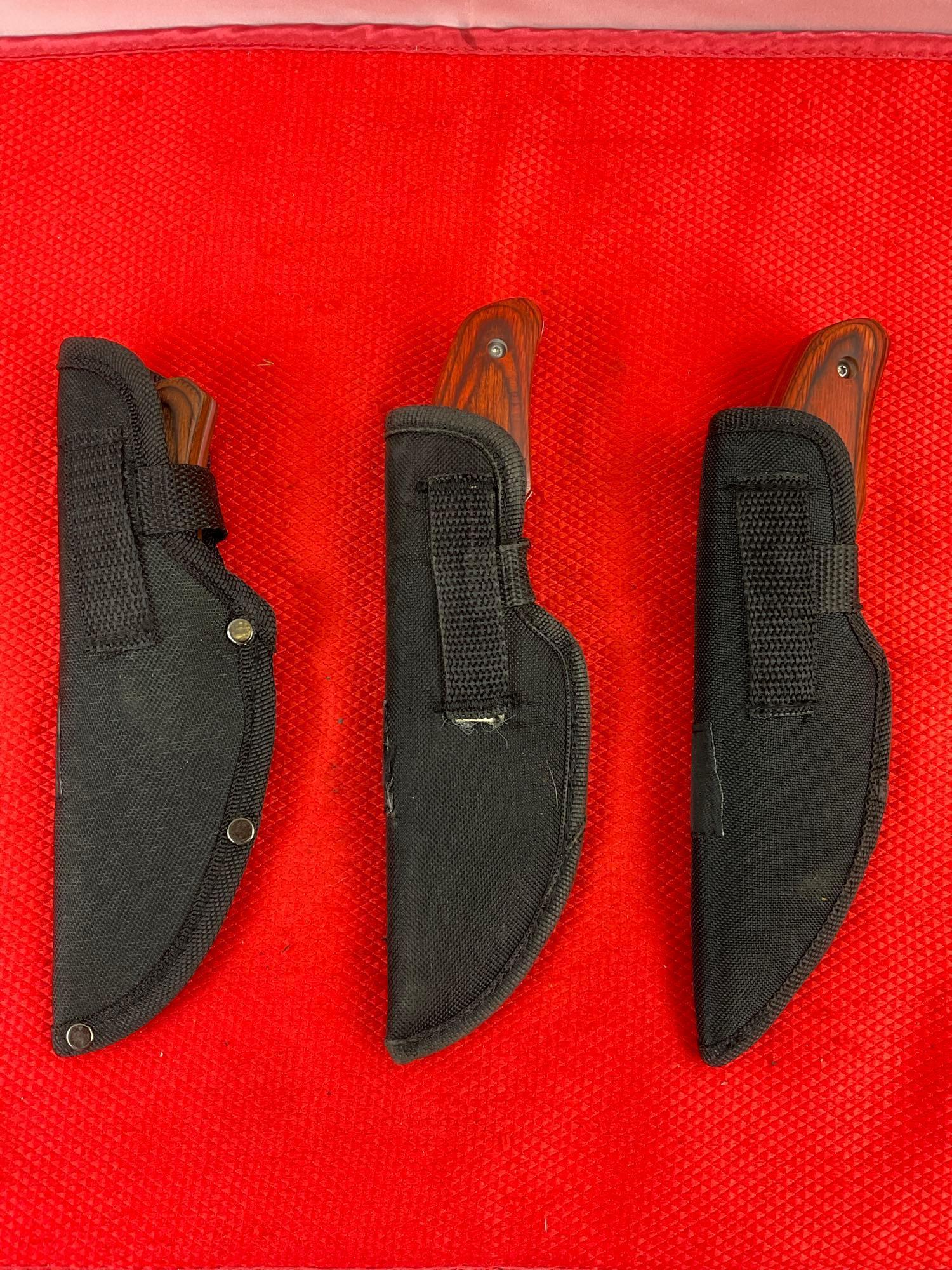 3 pcs Buck Steel Fixed Blade Hunting Skinning Knives Model 480 Rocky Mtn Elk Foundation. See pics.