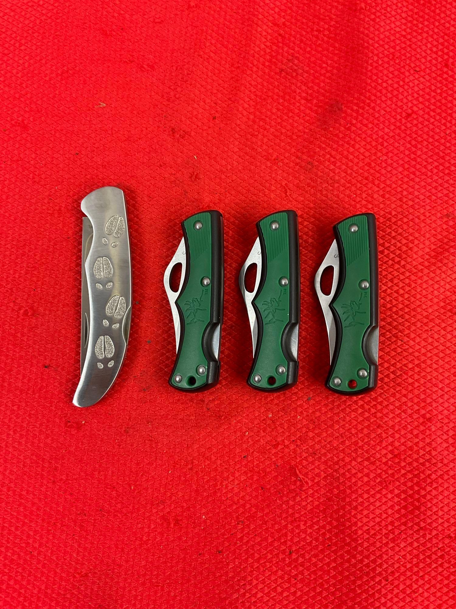 5 pcs RMEF Camping Hand Tools Assortment. Browning Models 0031 & 536. 3x SRG Pocket Knives. See